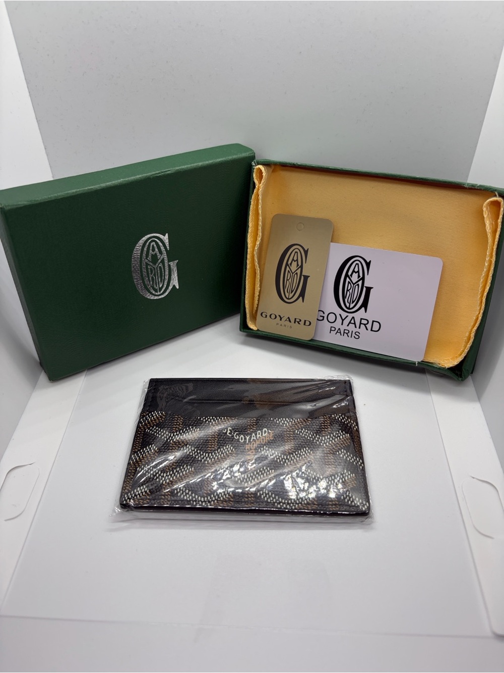 Black And Brown Goyard Card Holder
